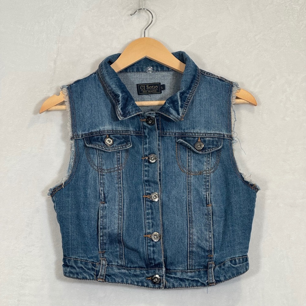 Ci Sono Blue Denim Vest Large
